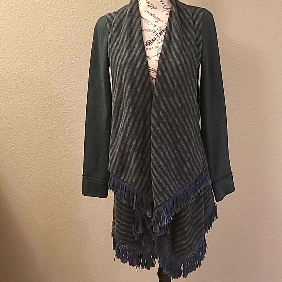 Saturday Sunday Anthroplogie Size S Olive Green Open Front Cardigan Swea